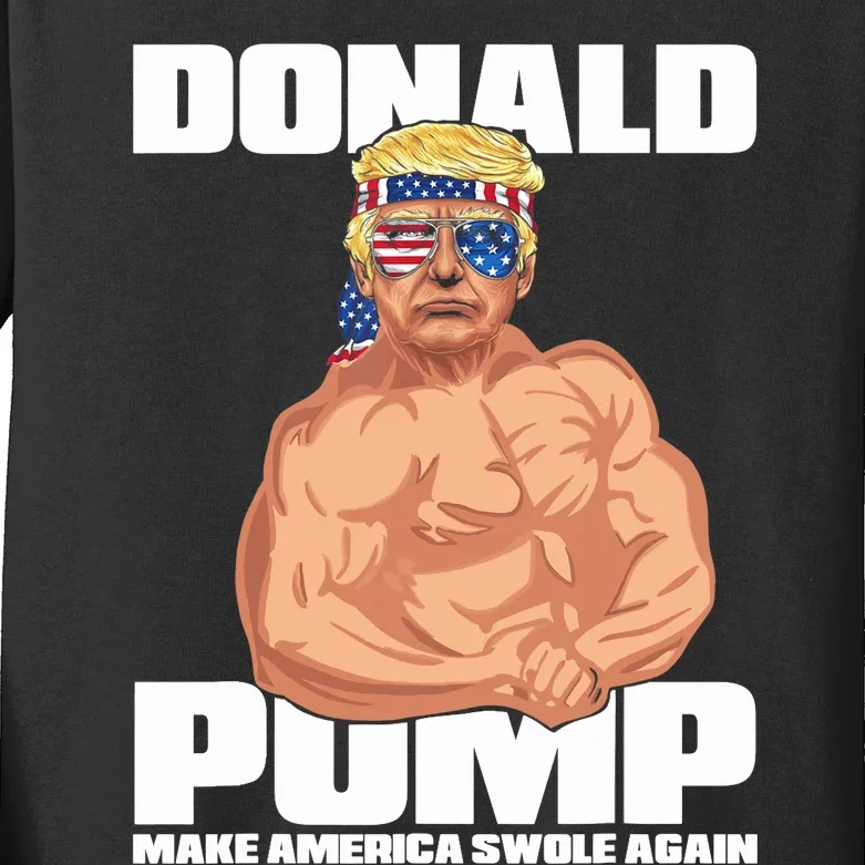 Patriotic Trump Funny July 4th Donald Pump Kids Long Sleeve Shirt