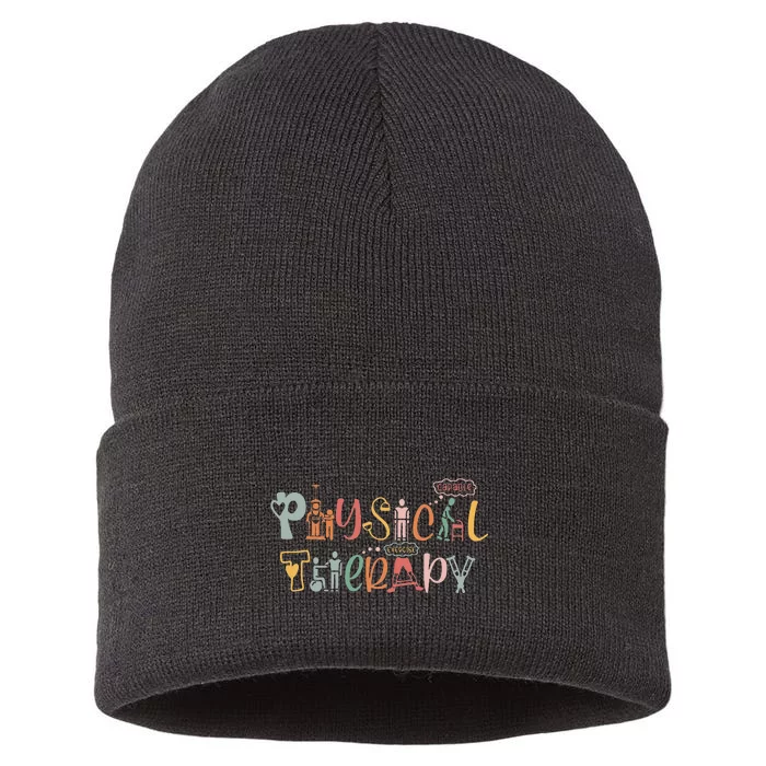 Physical Therapy Funny Physical Therapist Pt Month Sustainable Knit Beanie