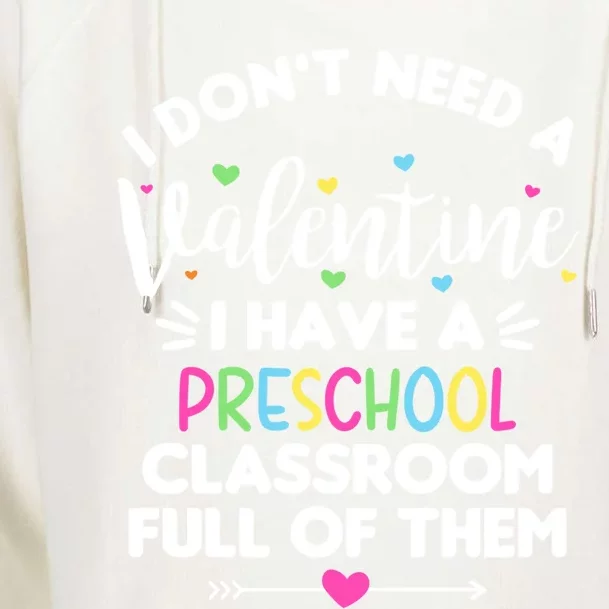 Preschool Teacher Funny Gift Funny Valentines Day Heart Cute Gift Womens Funnel Neck Pullover Hood