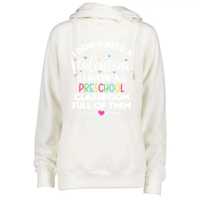 Preschool Teacher Funny Gift Funny Valentines Day Heart Cute Gift Womens Funnel Neck Pullover Hood