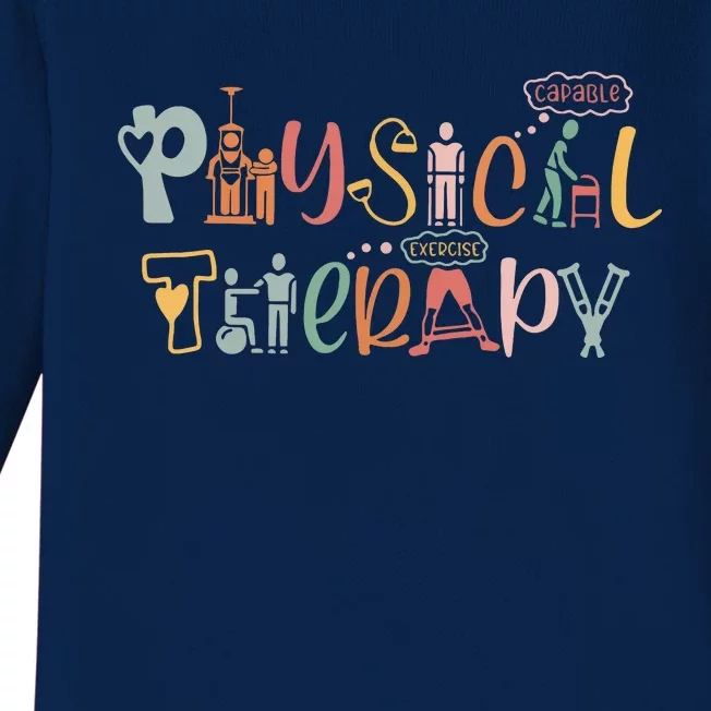 Physical Therapy Funny Physical Therapist PT Month Baby Long Sleeve Bodysuit