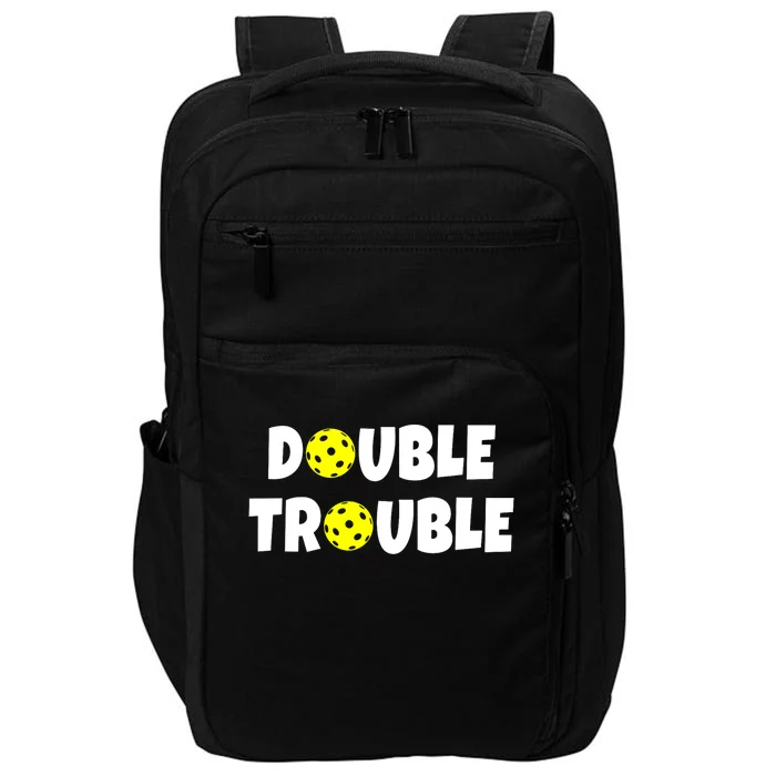 Pickleball Team Funny Double Trouble Gift Impact Tech Backpack