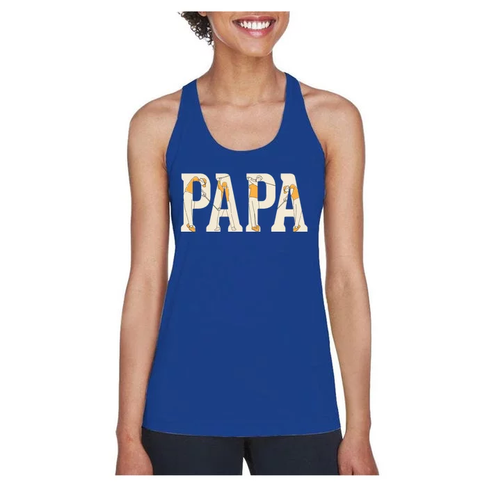 Papa Trendy Funny Golf Fathers Day Party Supply Cool Gift Women's Racerback Tank