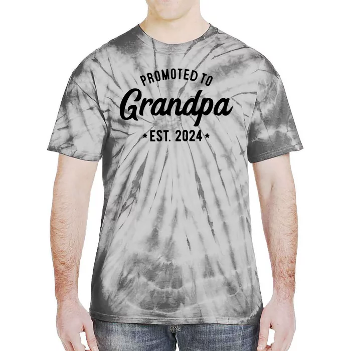 Promoted To Grandpa Est 2024 Grandparents Baby Announcement Tie-Dye T-Shirt