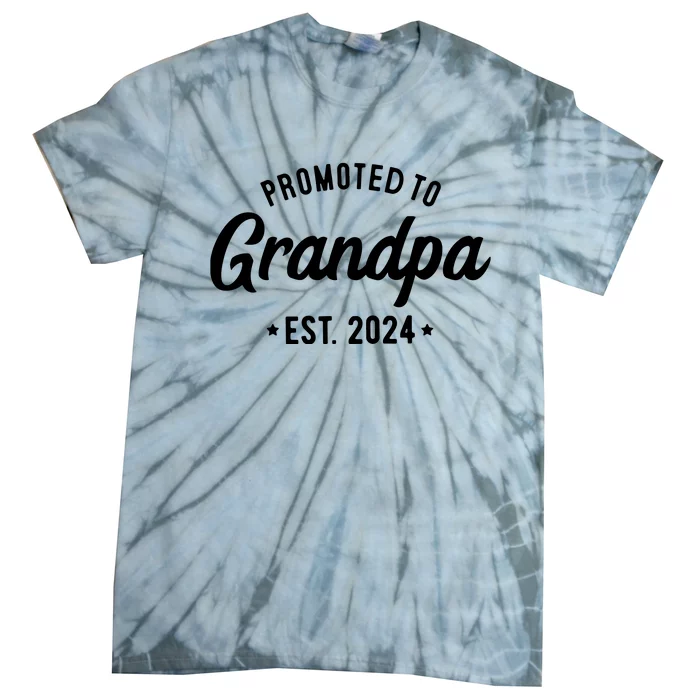 Promoted To Grandpa Est 2024 Grandparents Baby Announcement Tie-Dye T-Shirt