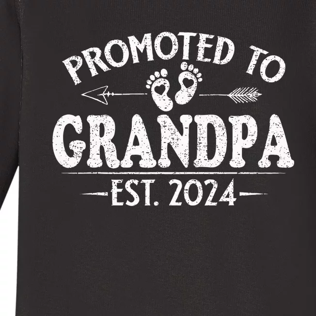 Promoted To Grandpa Est. 2024 Grandparents Baby Announcement Baby Long Sleeve Bodysuit