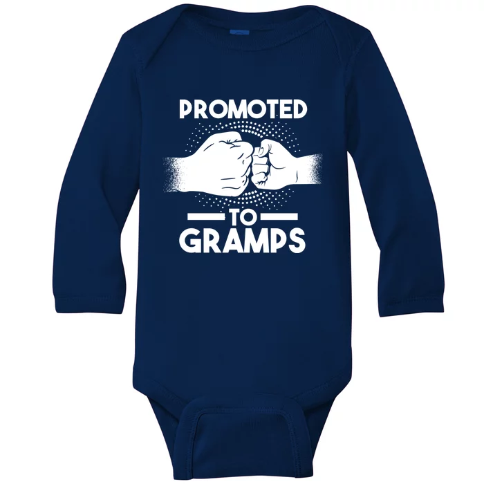 Promoted To Gramps Grandpa Cool Gift Baby Long Sleeve Bodysuit