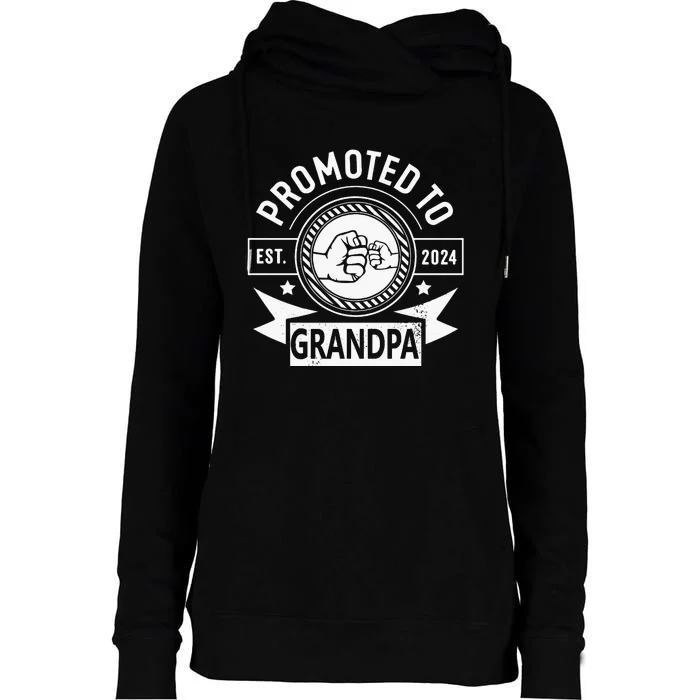 Promoted To Grandpa Est. 2024 Grandpa Pregnancy Womens Funnel Neck Pullover Hood