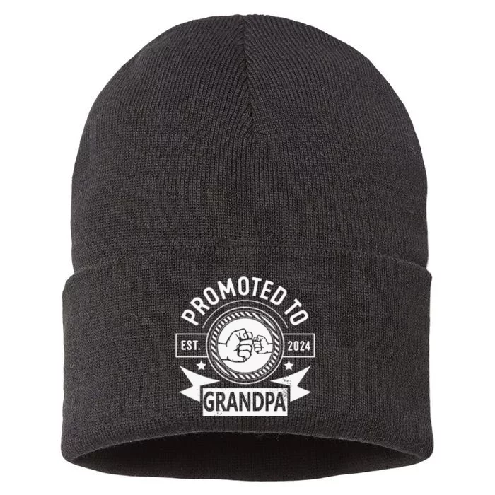 Promoted To Grandpa Est. 2024 Grandpa Pregnancy Sustainable Knit Beanie