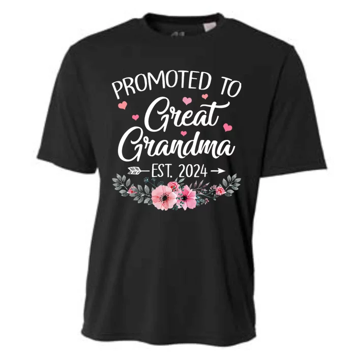 Promoted To Great Grandma Est 2024 First Time New Grandma Cooling Performance Crew T-Shirt