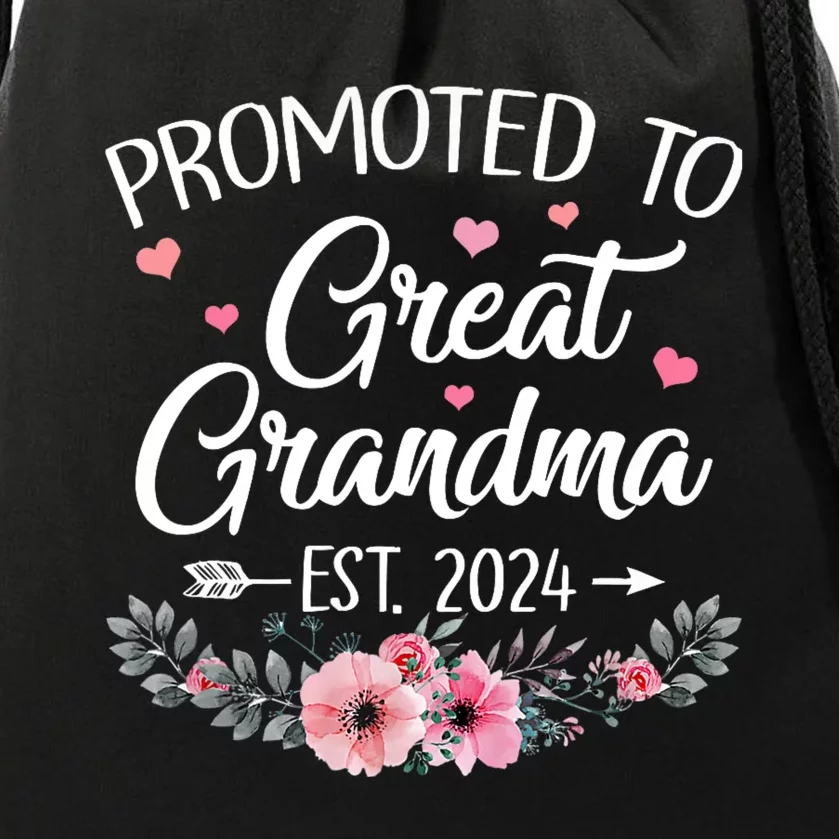 Promoted To Great Grandma Est 2024 First Time New Grandma Drawstring Bag