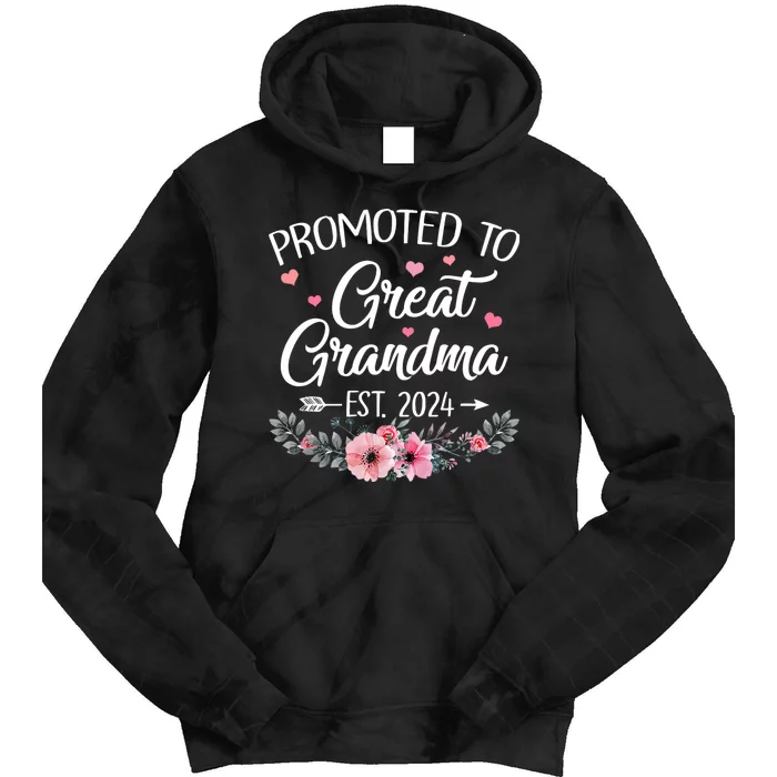 Promoted To Great Grandma Est 2024 First Time New Grandma Tie Dye Hoodie