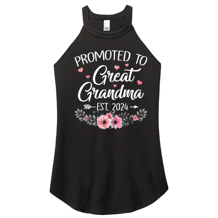 Promoted To Great Grandma Est 2024 First Time New Grandma Women’s Perfect Tri Rocker Tank