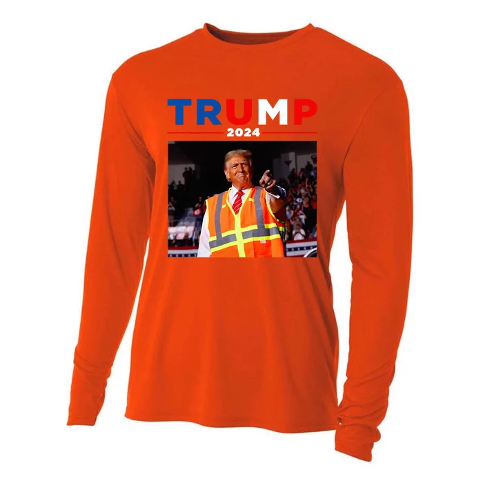 President Trump Garbage Truck Worker Vest Maga 2025 Cooling Performance Long Sleeve Crew