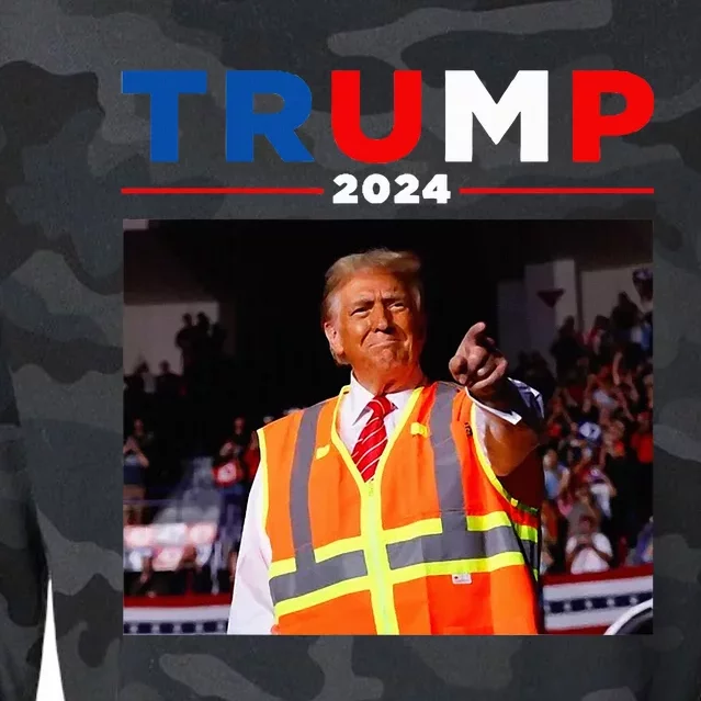 President Trump Garbage Truck Worker Vest Maga 2025 Cropped Pullover Crew