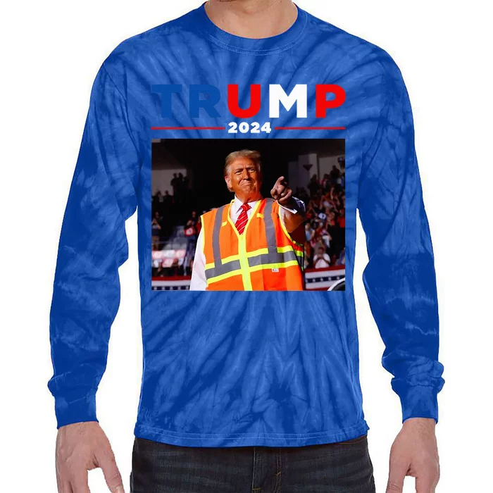 President Trump Garbage Truck Worker Vest Maga 2025 Tie-Dye Long Sleeve Shirt