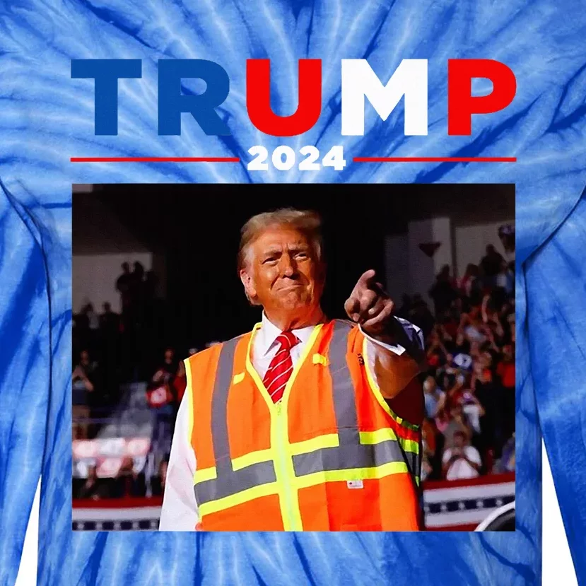 President Trump Garbage Truck Worker Vest Maga 2025 Tie-Dye Long Sleeve Shirt