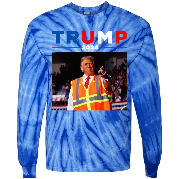 President Trump Garbage Truck Worker Vest Maga 2025 Tie-Dye Long Sleeve Shirt