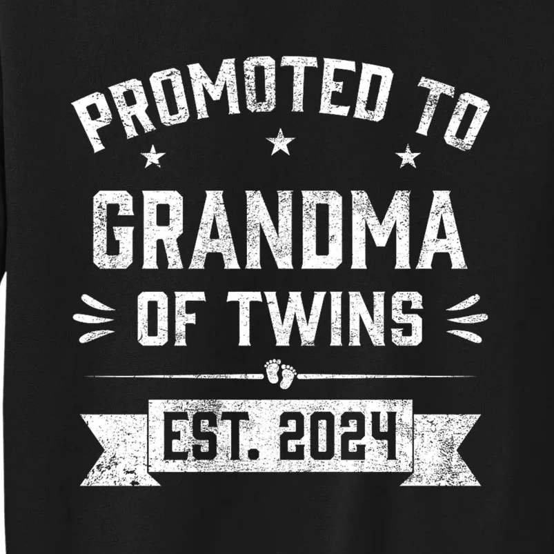 Promoted To Grandma Of Twins Est 2024 Twin Baby Shower Gifts Tall Sweatshirt