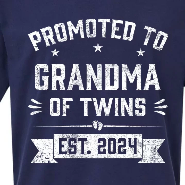 Promoted To Grandma Of Twins Est 2024 Twin Baby Shower Gifts Sueded Cloud Jersey T-Shirt