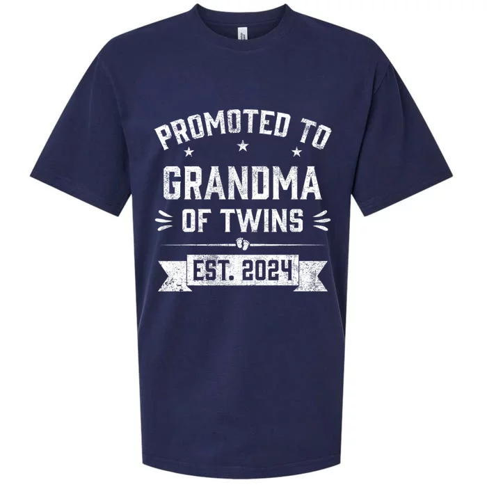 Promoted To Grandma Of Twins Est 2024 Twin Baby Shower Gifts Sueded Cloud Jersey T-Shirt