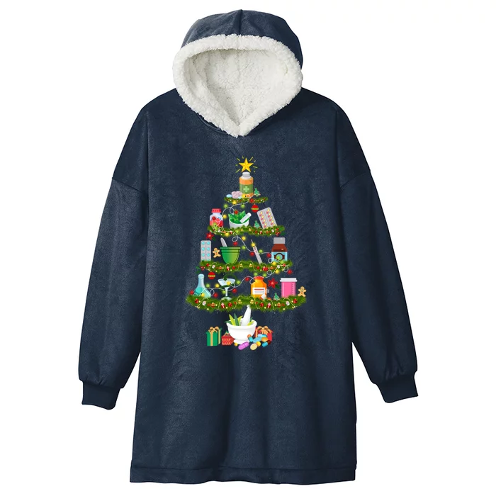 Pharmacy Tree Gift For Christmas Hooded Wearable Blanket