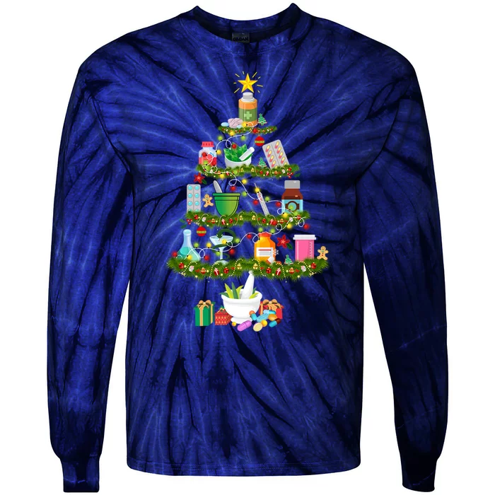 Pharmacy Tree Gift For Christmas Tie-Dye Long Sleeve Shirt