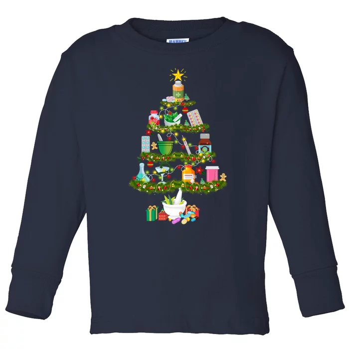 Pharmacy Tree Gift For Christmas Toddler Long Sleeve Shirt