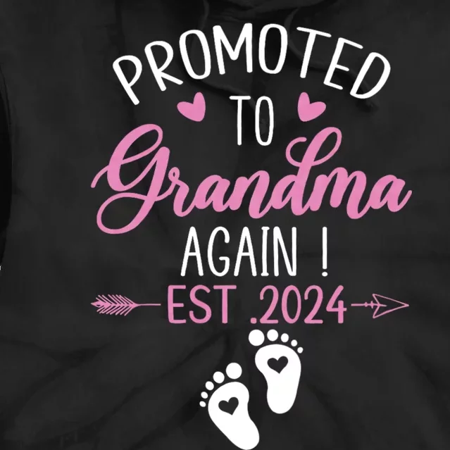 Promoted To Grandma 2024 Again Grandma Pregnancy Est 2024 Tie Dye Hoodie