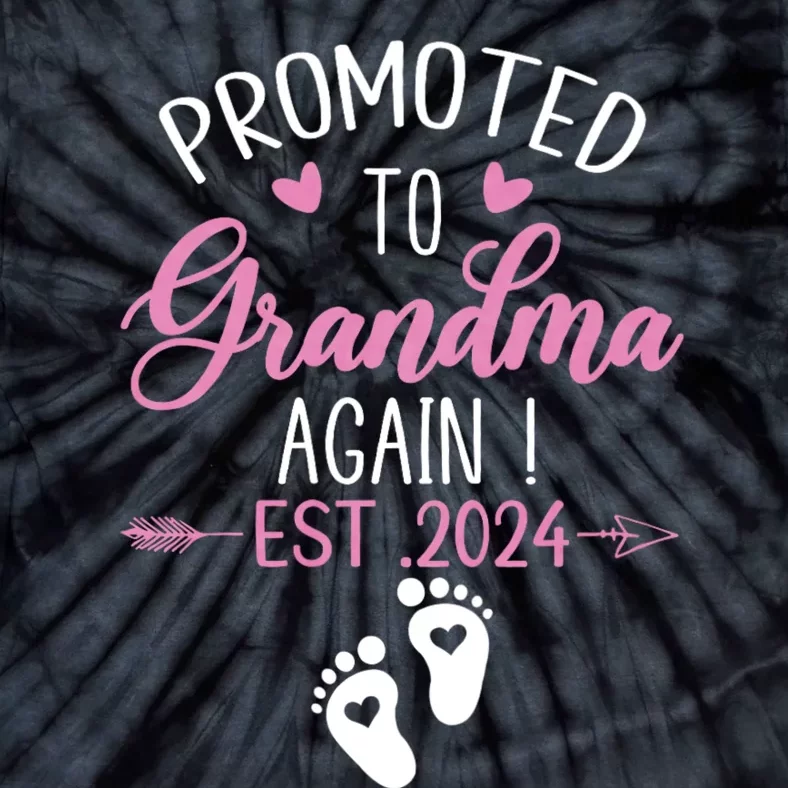 Promoted To Grandma 2024 Again Grandma Pregnancy Est 2024 Tie-Dye T-Shirt