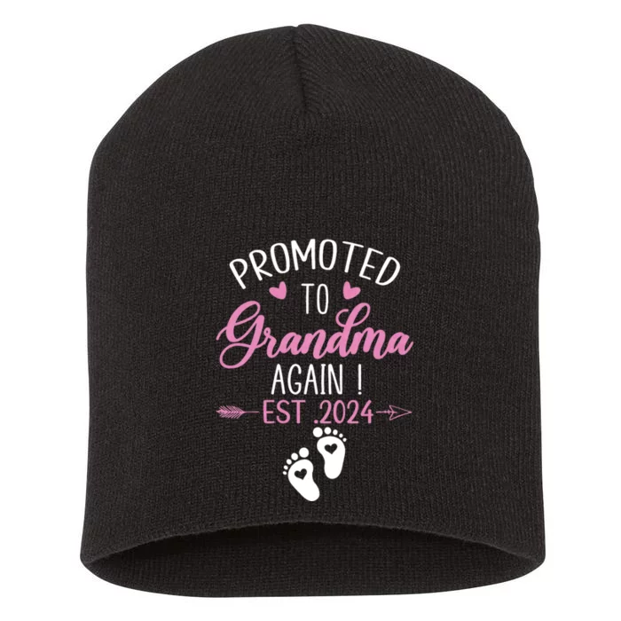 Promoted To Grandma 2024 Again Grandma Pregnancy Est 2024 Short Acrylic Beanie