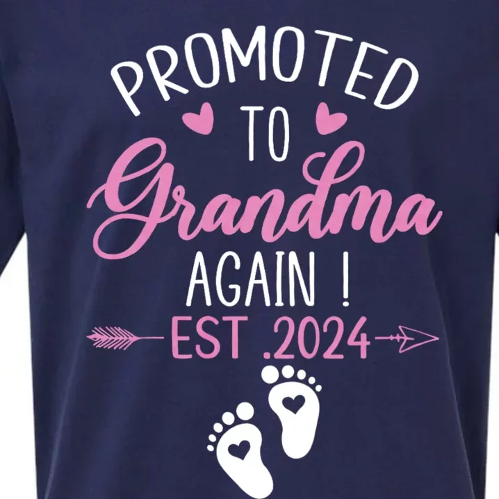 Promoted To Grandma 2024 Again Grandma Pregnancy Est 2024 Sueded Cloud Jersey T-Shirt