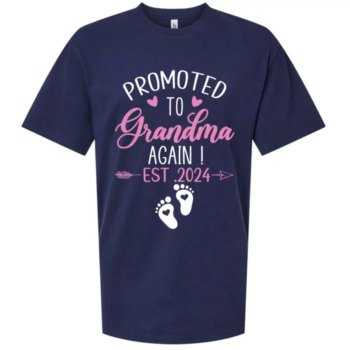 Promoted To Grandma 2024 Again Grandma Pregnancy Est 2024 Sueded Cloud Jersey T-Shirt