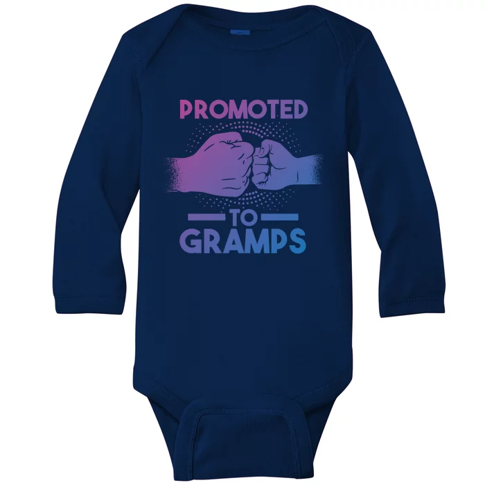 Promoted To Gramps Grandpa Cool Gift Baby Long Sleeve Bodysuit