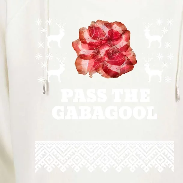 Pass The Gabagool Christmas Ugly Long Sleeve Womens Funnel Neck Pullover Hood