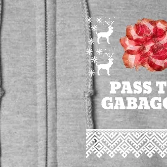 Pass The Gabagool Christmas Ugly Long Sleeve Full Zip Hoodie