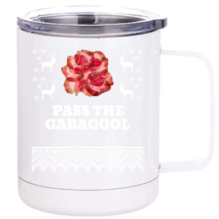 Pass The Gabagool Christmas Ugly Long Sleeve Front & Back 12oz Stainless Steel Tumbler Cup