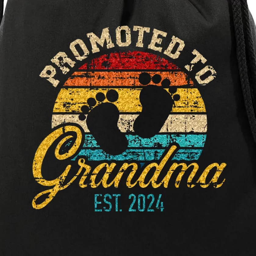 Promoted To Grandma Est 24 Flower Mothers Day New Grandma Drawstring Bag