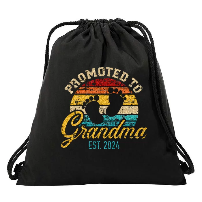 Promoted To Grandma Est 24 Flower Mothers Day New Grandma Drawstring Bag