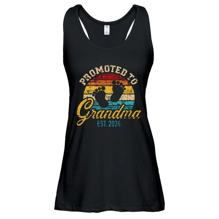 Promoted To Grandma Est 24 Flower Mothers Day New Grandma Ladies Essential Flowy Tank