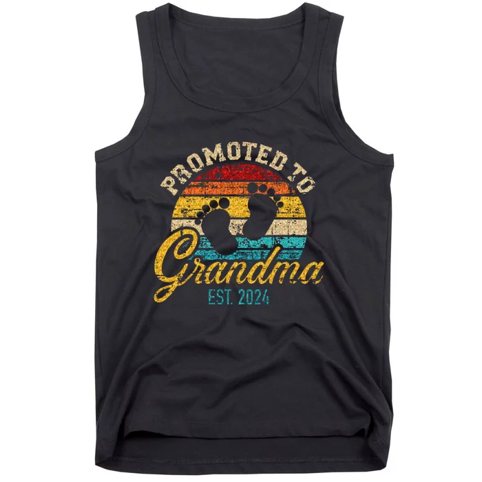 Promoted To Grandma Est 24 Flower Mothers Day New Grandma Tank Top