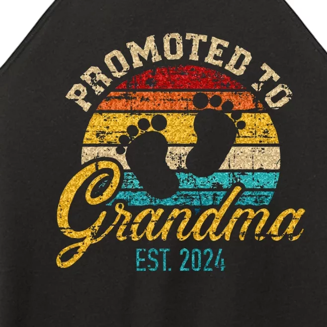 Promoted To Grandma Est 24 Flower Mothers Day New Grandma Women’s Perfect Tri Rocker Tank