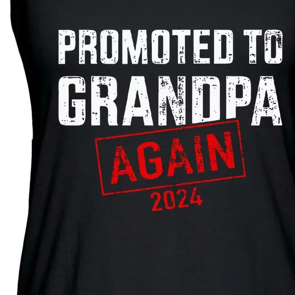 Promoted To Grandpa 24 For Pregnancy Baby Announcement Ladies Essential Flowy Tank