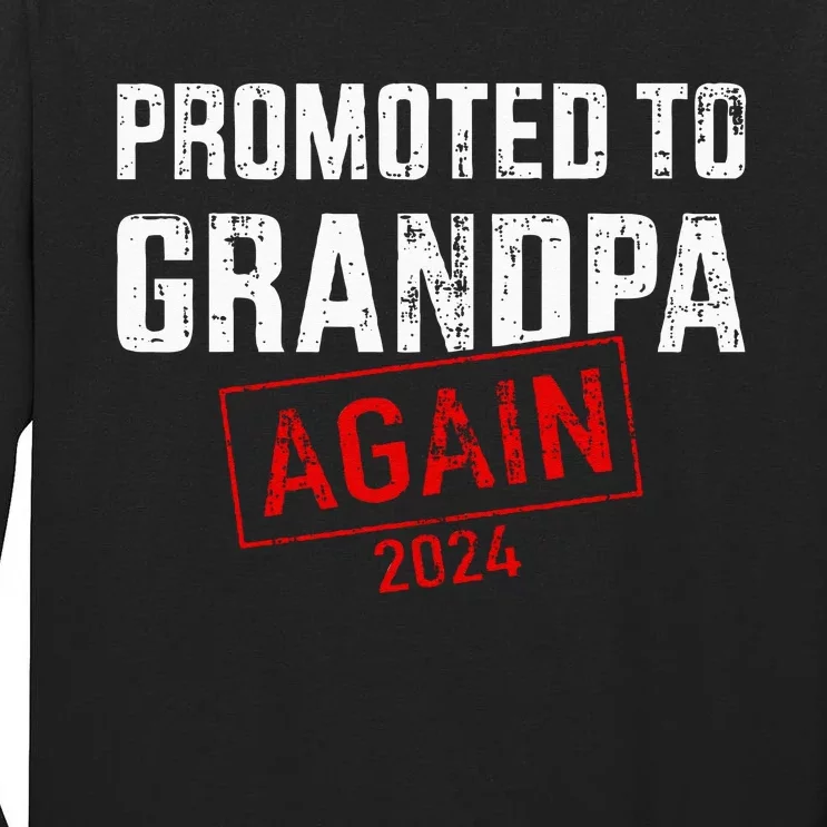 Promoted To Grandpa 24 For Pregnancy Baby Announcement Tall Long Sleeve T-Shirt