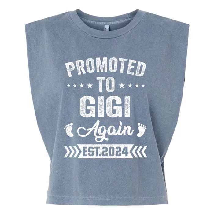 Promoted To Gigi Again Est 2024 Announcement Garment-Dyed Women's Muscle Tee