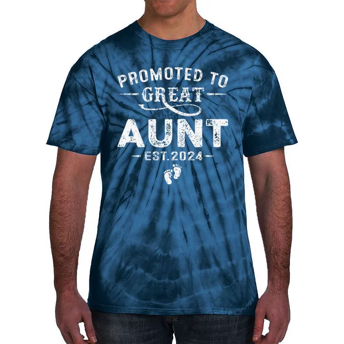 Promoted To Great Aunt 2024 Mothers Day First Time Mom Tie-Dye T-Shirt