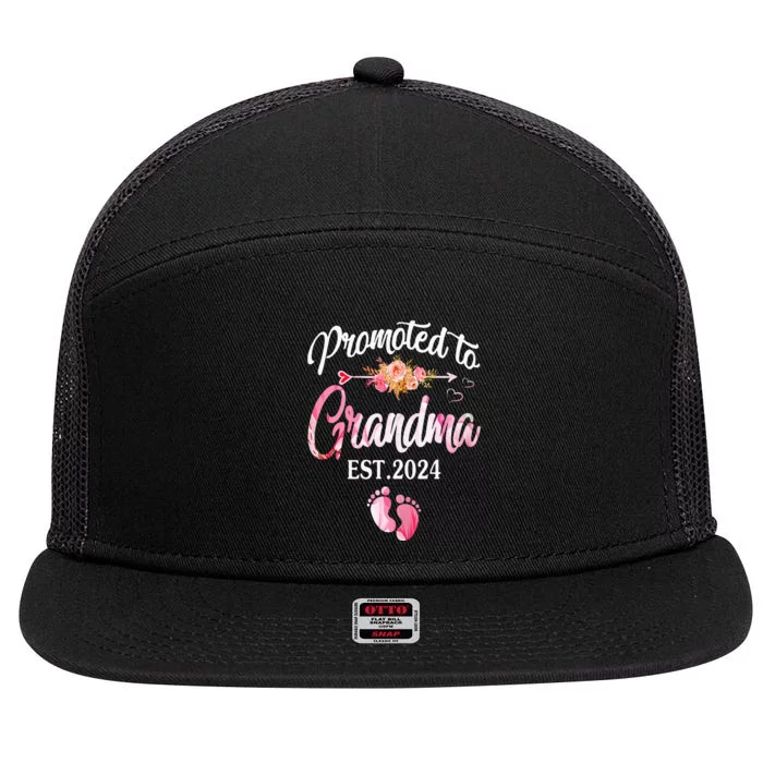 Promoted To Grandma 2024 First Time New Grandma Pregnancy 7 Panel Mesh Trucker Snapback Hat