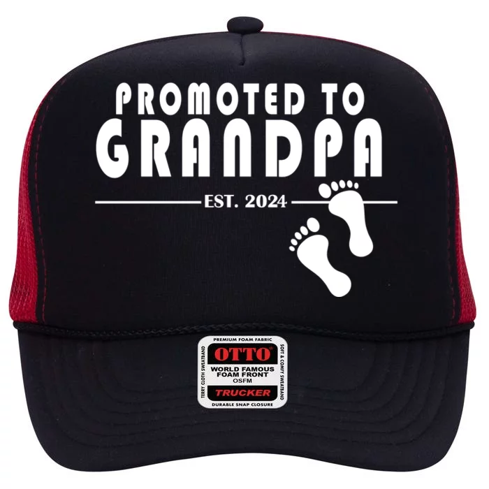 Promoted To Grandpa Established 2024 High Crown Mesh Trucker Hat