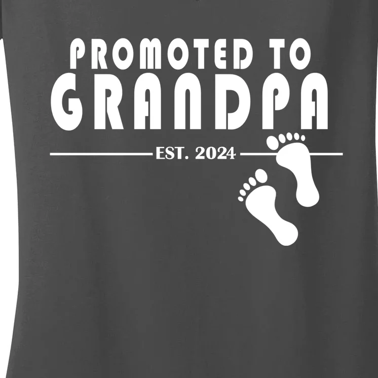 Promoted To Grandpa Established 2024 Women's V-Neck T-Shirt