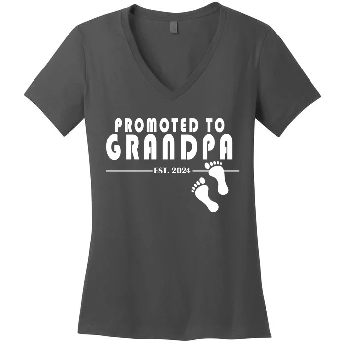 Promoted To Grandpa Established 2024 Women's V-Neck T-Shirt